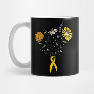 Childhood Cancer Awareness Gold Ribbon Wildflower Hippie Mug